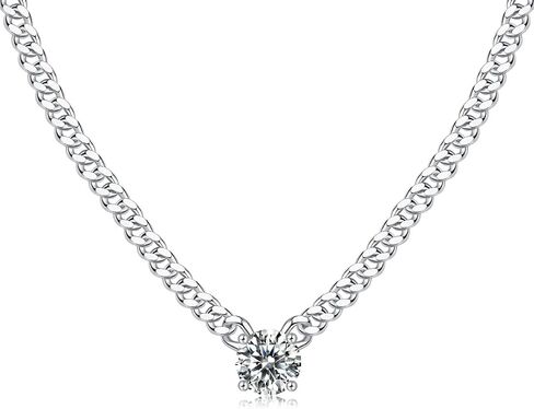 14K White Gold Diamond Choker Necklace for Her, Featuring 1/2/3 Carat VVS1 D-Color Diamonds on Cuban Link Chain, Dazzling High-Impact Jewelry Gift in Kuwait