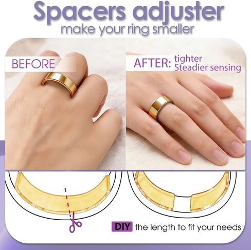 Kueroami Ring Sizers for Loose Rings, 2-in-1 Tightenner Kit with 4 Slim Coil Snuggies and 72 Adhesive Spacers, Insert Inside Band Fits 1-10 MM, Adjuster Reduces 0.2-2 Sizes (Gold Black Clear) in Saudi Arabia