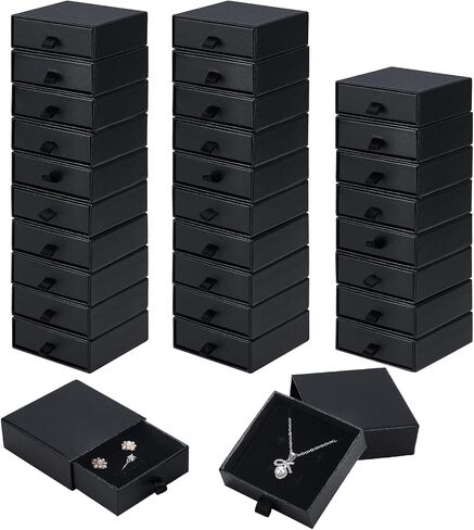 30Pcs Pink Jewelry Gift Boxes, 3.1x3.1x1.2 Inch Cardboard Jewelry Boxes Bulk with Lid and Sponge Lining, Small Necklace Packaging Box for Ring Earring Bracelet Display Box in Saudi Arabia
