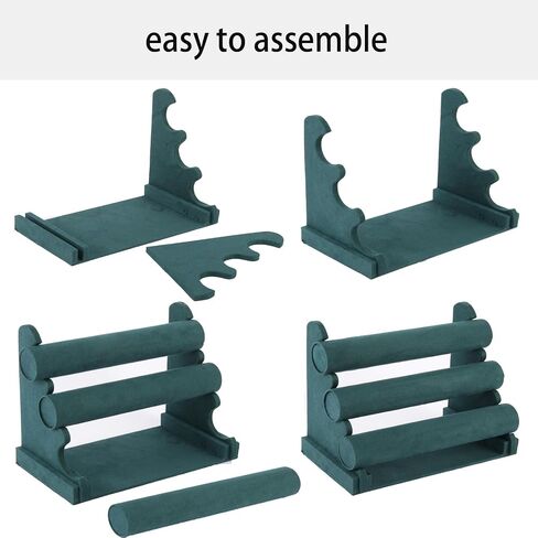 Velvet 3 Tier Bracelet Holder Display Stand, Detachable Jewelry Organizer Rack for Vendors, Green Watch Organizer Racks for Selling(2 PACK) in Saudi Arabia
