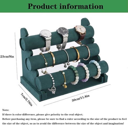 Velvet 3 Tier Bracelet Holder Display Stand, Detachable Jewelry Organizer Rack for Vendors, Green Watch Organizer Racks for Selling(2 PACK) in Saudi Arabia