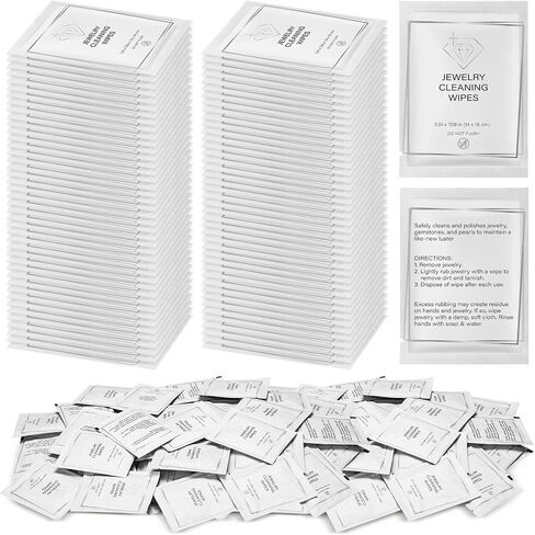 100 Pack Jewelry Cleaning Wipes Jewelry Cleaner Towelettes Individually Wrapped Travel Polish and Remove Tarnish to Restore Brillianc for Gemstones Pearls in Saudi Arabia