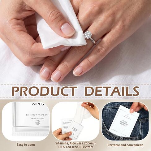 100 Pack Jewelry Cleaning Wipes Jewelry Cleaner Towelettes Individually Wrapped Travel Polish and Remove Tarnish to Restore Brillianc for Gemstones Pearls in Saudi Arabia