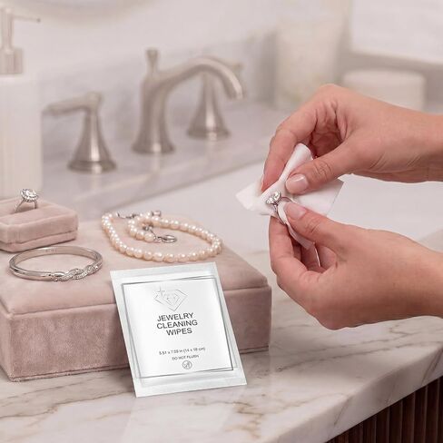100 Pack Jewelry Cleaning Wipes Jewelry Cleaner Towelettes Individually Wrapped Travel Polish and Remove Tarnish to Restore Brillianc for Gemstones Pearls in Saudi Arabia