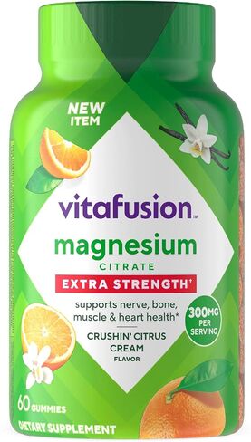 Vitafusion Magnesium Citrate Gummies | 300mg | 60 Extra Strength Gummy Vitamins for Adult Women & Men | Citrus Flavor | Gluten-Free Supplement in Kuwait