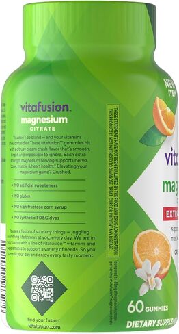 Vitafusion Magnesium Citrate Gummies | 300mg | 60 Extra Strength Gummy Vitamins for Adult Women & Men | Citrus Flavor | Gluten-Free Supplement in Kuwait