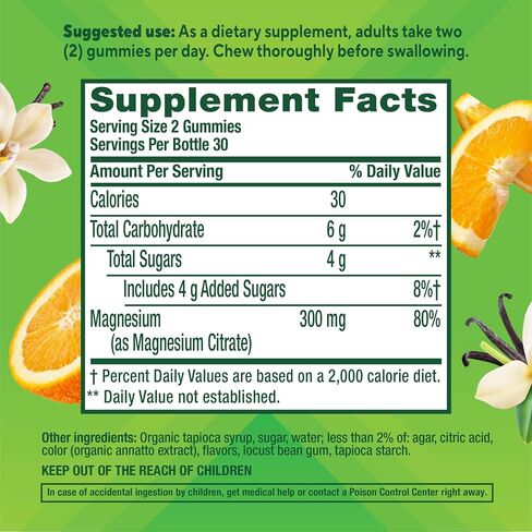 Vitafusion Magnesium Citrate Gummies | 300mg | 60 Extra Strength Gummy Vitamins for Adult Women & Men | Citrus Flavor | Gluten-Free Supplement in Kuwait