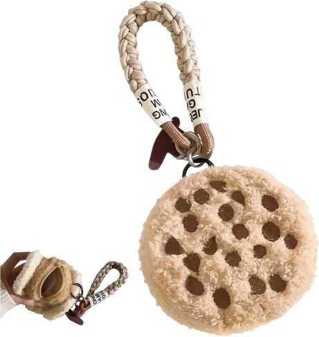Plush Cookie Coin Purse Keychain, Cute Mini Wrist Purse Bag with Zipper Keychain, Detachable Pouch Wristlet Wallets for Women Men Phone Keys Bag Charm (Chocolate Cookie, 1) in Kuwait