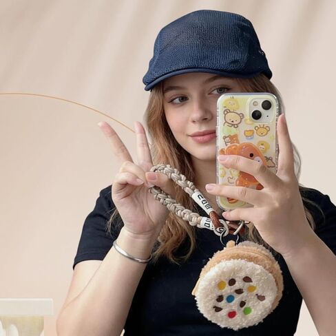 Plush Cookie Coin Purse Keychain, Cute Mini Wrist Purse Bag with Zipper Keychain, Detachable Pouch Wristlet Wallets for Women Men Phone Keys Bag Charm (Chocolate Cookie, 1) in Kuwait