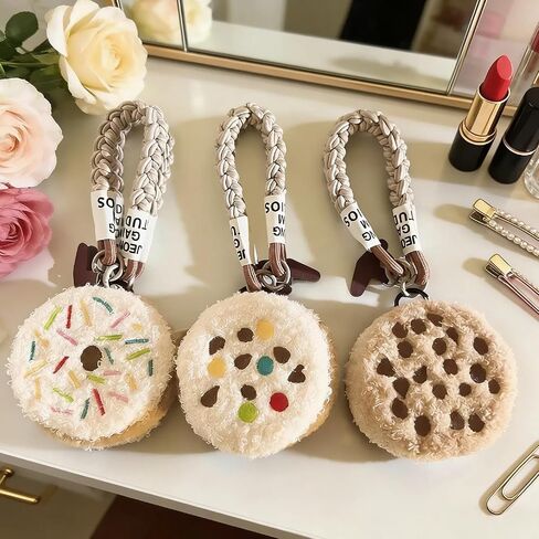 Plush Cookie Coin Purse Keychain, Cute Mini Wrist Purse Bag with Zipper Keychain, Detachable Pouch Wristlet Wallets for Women Men Phone Keys Bag Charm (Chocolate Cookie, 1) in Kuwait