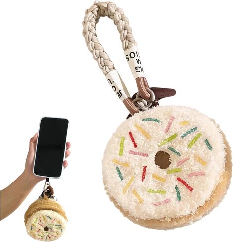 Plush Cookie Coin Purse Keychain, Cute Mini Wrist Purse Bag with Zipper Keychain, Detachable Pouch Wristlet Wallets for Women Men Phone Keys Bag Charm (Chocolate Cookie, 1) in Kuwait