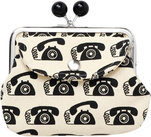 [倭物や Kaya] Retro Gamaguchi - Purse with Clasp/Japanese Retro Parent and Child Purse Partition 7JMP4303 PHONE WHITE & BLACK in Saudi Arabia