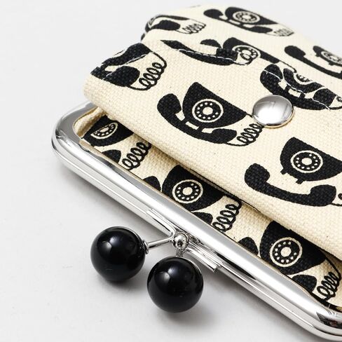 [倭物や Kaya] Retro Gamaguchi - Purse with Clasp/Japanese Retro Parent and Child Purse Partition 7JMP4303 PHONE WHITE & BLACK in Saudi Arabia
