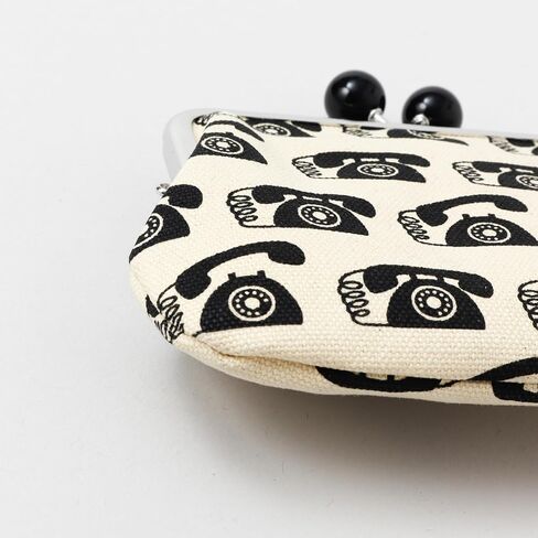 [倭物や Kaya] Retro Gamaguchi - Purse with Clasp/Japanese Retro Parent and Child Purse Partition 7JMP4303 PHONE WHITE & BLACK in Saudi Arabia