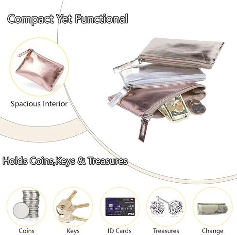 3Pcs Mini Coin Purse,Portable PU Leather Wallet with Zipper,Small Change Holder Pouch for Women Credit Card ID Key in Saudi Arabia