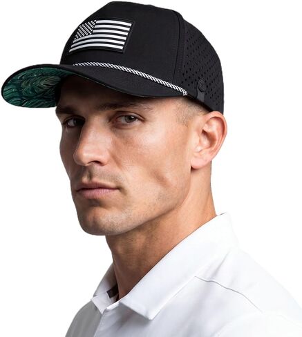 TOP-EX Men's Cooling Golf Rope Hat - Water Resistant Tactical USA Flag Snapback with Printed Under-Visor Big Heads Friendly in Kuwait