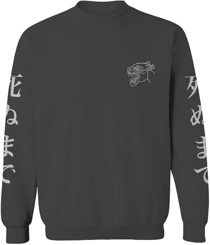 0520. Japanese Dark Style Puma dope Graphic Till Death Streetwear Gothic Society Men's Crewneck Sweatshirt in Saudi Arabia
