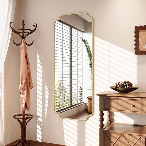 Kelly Miller 24"x60" Gold Foil Scalloped Decorative Full Length Mirror | Large elegant beveled dressing mirror with wavy edges. Perfect full body mirror for bedroom, cloakroom & living room. in Saudi Arabia