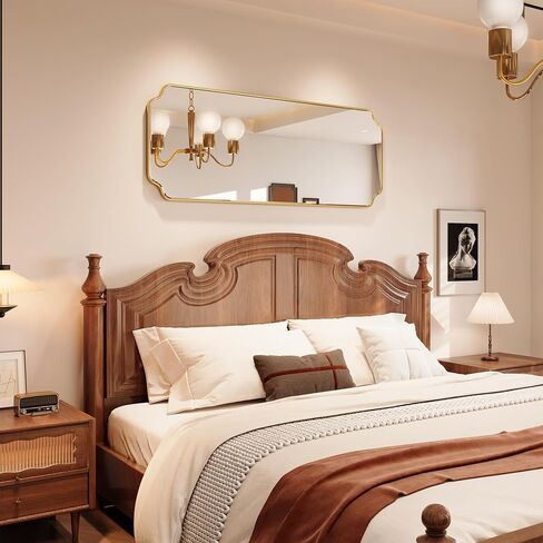 Kelly Miller 24"x60" Gold Foil Scalloped Decorative Full Length Mirror | Large elegant beveled dressing mirror with wavy edges. Perfect full body mirror for bedroom, cloakroom & living room. in Saudi Arabia