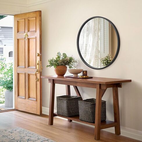 Circle Mirror Black Metal Spherical Frame Round Mirrors for Bathroom Dining Roon Bed Room Entryway Modern Home Accent 20 Inch in Saudi Arabia