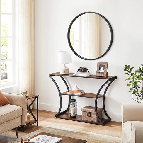 Circle Mirror Black Metal Spherical Frame Round Mirrors for Bathroom Dining Roon Bed Room Entryway Modern Home Accent 20 Inch in Saudi Arabia