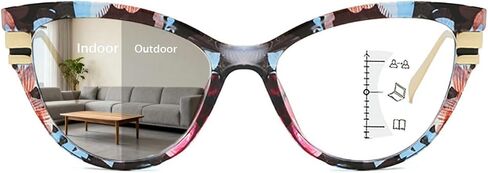 laureles Progressive Multifocus Cat Eye Reading Glasses Women Transition Progressive Readers Photochromic Eyewear in Saudi Arabia