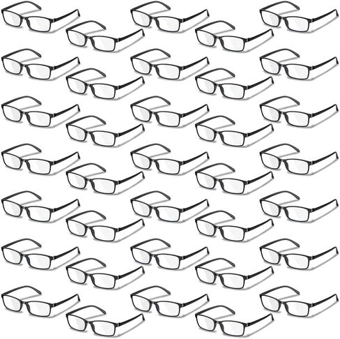 35 Pack Traditional Adjustable Reading Glasses, 2.5 Diopters Frames with Spring Hinge, Horizontal Large Durable Eyewear, Black Readers Bulk for Women Men in Kuwait