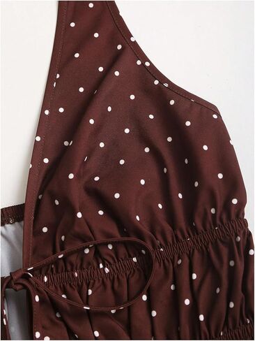 BEAUDRM Women's Polka Dots Tops Ruffle Peplum Tops Halter Backless Summer Going Out Date Night Outfits in Kuwait