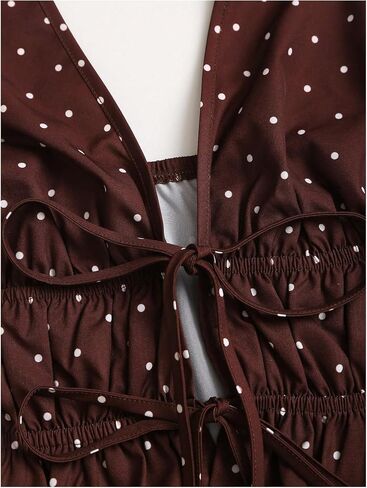 BEAUDRM Women's Polka Dots Tops Ruffle Peplum Tops Halter Backless Summer Going Out Date Night Outfits in Kuwait