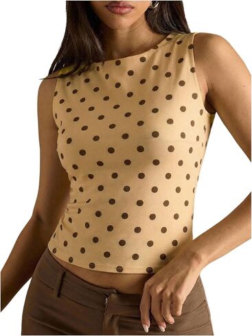 RoseSeek Women's Striped Tank Top Boat Neck Sleeveless Crop Tops Summer Slim Fit Tops in Kuwait