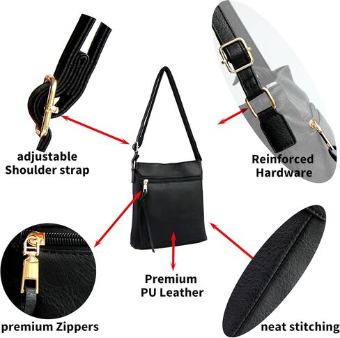 Small PU Leather Crossbody Bags for Women, Adjustable Shoulder Bag, Lightweight Ladies Cute Purse Multi Pocket in Saudi Arabia