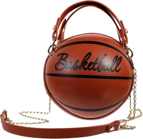 Beaupretty Basketball Shaped Crossbody Bag for Women Unique PU Leather Round Handbag with Chain Strap Sports Themed Shoulder Purse for Girls, Stadium, Party & Everyday Fashion in Kuwait