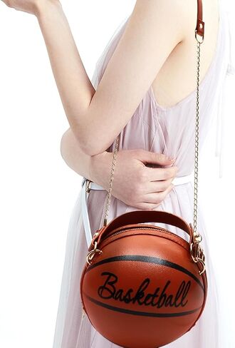 Beaupretty Basketball Shaped Crossbody Bag for Women Unique PU Leather Round Handbag with Chain Strap Sports Themed Shoulder Purse for Girls, Stadium, Party & Everyday Fashion in Kuwait