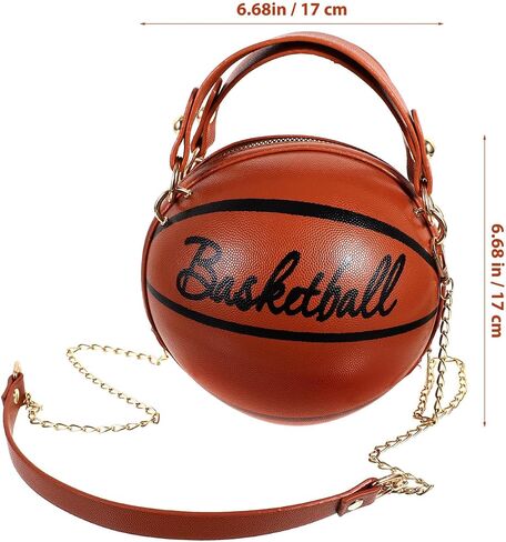 Beaupretty Basketball Shaped Crossbody Bag for Women Unique PU Leather Round Handbag with Chain Strap Sports Themed Shoulder Purse for Girls, Stadium, Party & Everyday Fashion in Kuwait