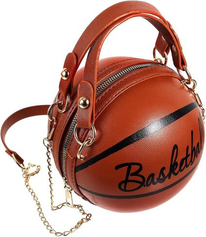 Beaupretty Basketball Shaped Crossbody Bag for Women Unique PU Leather Round Handbag with Chain Strap Sports Themed Shoulder Purse for Girls, Stadium, Party & Everyday Fashion in Kuwait