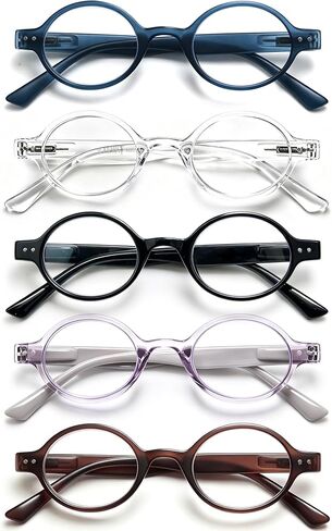 HEEYYOK Round Reading Glasses Men/Women 5-Pack,Spring Hinge,Retro Mini Small Comfort Readers 5-Pouch in Saudi Arabia