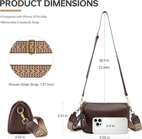 GEMIU Crossbody Purse for Women, Shoulder Bag with 2 Removable Strap, Cell Phone Small Handbags, Vegan Leather Purse with Zip in Saudi Arabia