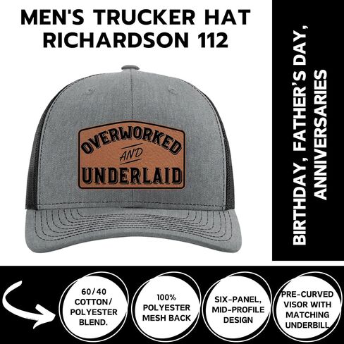 Yippee Daisy Overworked and Underlaid Hat - Funny Dad Hats for Men - Christmas, from Wife - Inappropriate Trucker Hat - Hat with Leather Patch - Blue Collar Hats - Grilling Gifts for Men in Saudi Arabia