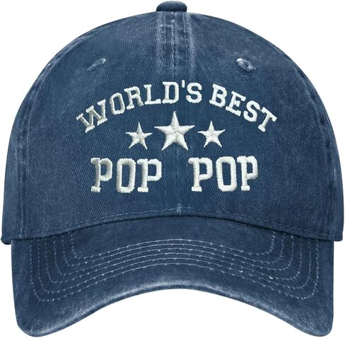 Grandpa Gifts, World's Best Pop Pop Gifts Embroidered Hat for Men, Funny Grandpa Gifts Cotton Adjustable Baseball Cap Hats in Saudi Arabia