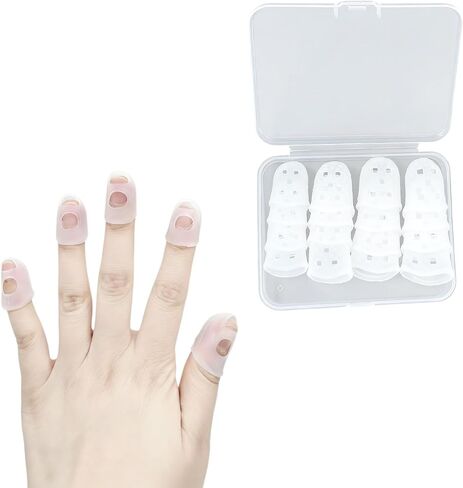 Anti Skin Picking Finger Covers for Nail Protection, Adult Reusable Silicone Finger Tip Cots with Breathable Holes, Hair Pulling Awareness, Cuticle Guard, 4 Sizes, 16 Pack in Kuwait