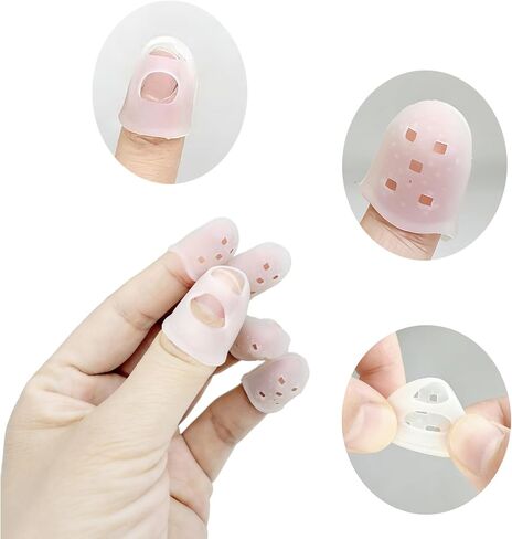 Anti Skin Picking Finger Covers for Nail Protection, Adult Reusable Silicone Finger Tip Cots with Breathable Holes, Hair Pulling Awareness, Cuticle Guard, 4 Sizes, 16 Pack in Kuwait