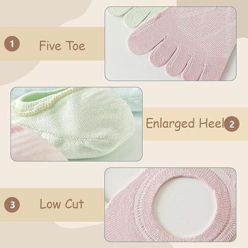 Women's No Show Toe Socks Mesh Breathable Five Finger Liner Socks Low Cut Invisible Summer (6 Pairs) in Saudi Arabia