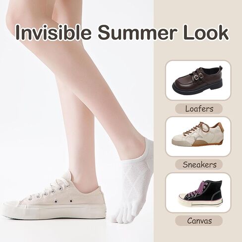 Women's No Show Toe Socks Mesh Breathable Five Finger Liner Socks Low Cut Invisible Summer (6 Pairs) in Saudi Arabia