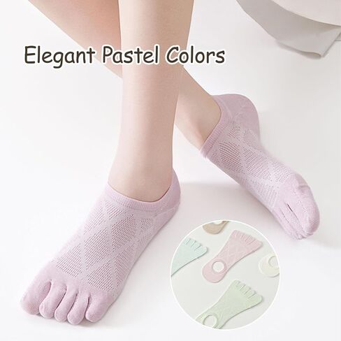 Women's No Show Toe Socks Mesh Breathable Five Finger Liner Socks Low Cut Invisible Summer (6 Pairs) in Saudi Arabia