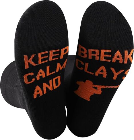 POFULL Trap Shooters and Sporting Clay Enthusiasts Gift Keep Calm and Break Clays Novelty Socks in Kuwait