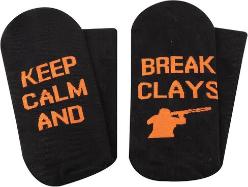 POFULL Trap Shooters and Sporting Clay Enthusiasts Gift Keep Calm and Break Clays Novelty Socks in Kuwait