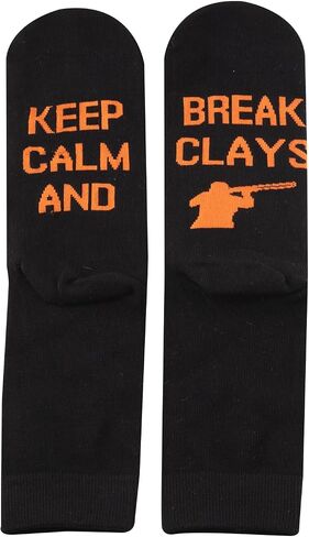 POFULL Trap Shooters and Sporting Clay Enthusiasts Gift Keep Calm and Break Clays Novelty Socks in Kuwait