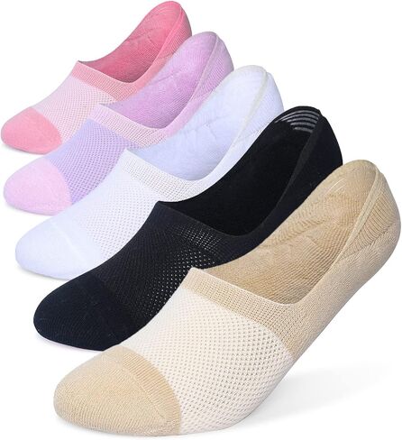 Henwarry Women's Thick Cushion Low Cut Cotton Socks Athletics Mesh No Show Socks-5 Pairs in Saudi Arabia