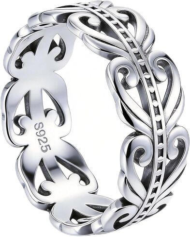Vintage 925 Sterling Silver Ring Unisex Retro Openwork Band White Gold Plated Thumb Ring Wedding Promise Ring Sizes 6-10 for Men Women in Saudi Arabia