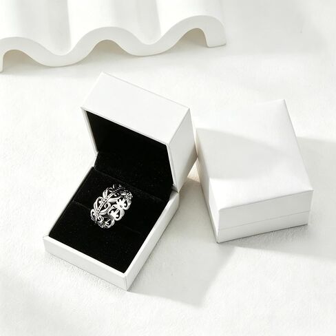 Vintage 925 Sterling Silver Ring Unisex Retro Openwork Band White Gold Plated Thumb Ring Wedding Promise Ring Sizes 6-10 for Men Women in Saudi Arabia